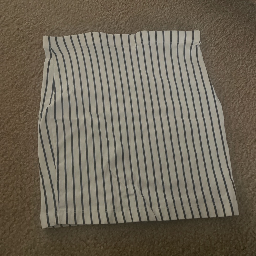 White and Gray Striped Skirt